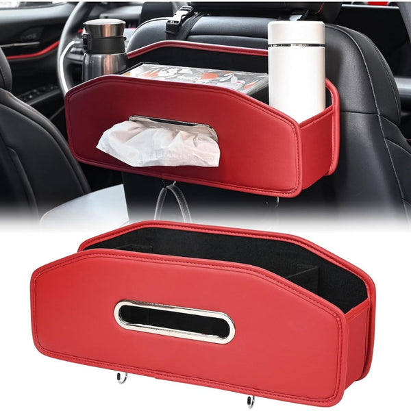 Car Seat Back Organizer With 2 Drink Cup Holder,Car Tissue Holder And Storage Box Hook, 3 In 1 Multifunctional Storage For Food Drink Phone, Travel Accessories