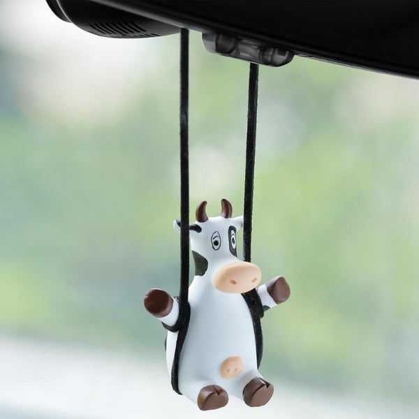 Swinging Cow Car Hanging Ornament  Favorite Farm Animal Car Interior Mirror Decorations, Funny Rear View Mirror Hanging Accessories, Ideal Gift For Animal Lovers Cow